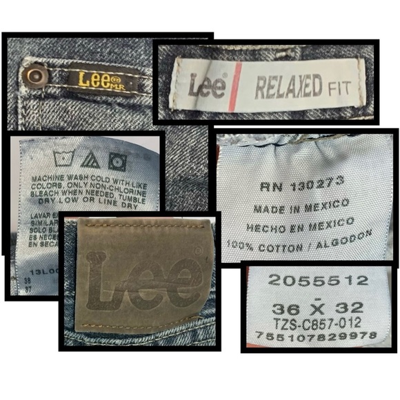 Lee Relaxed Fit Straight Leg Stone Wash Denim Jeans, [Men’s 36x32] 100% Cotton - Picture 5 of 6